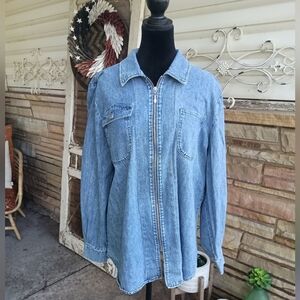 Vintage Stephanie Thomas 100% Cotton Denim Zip-Up Jacket/Shirt_12